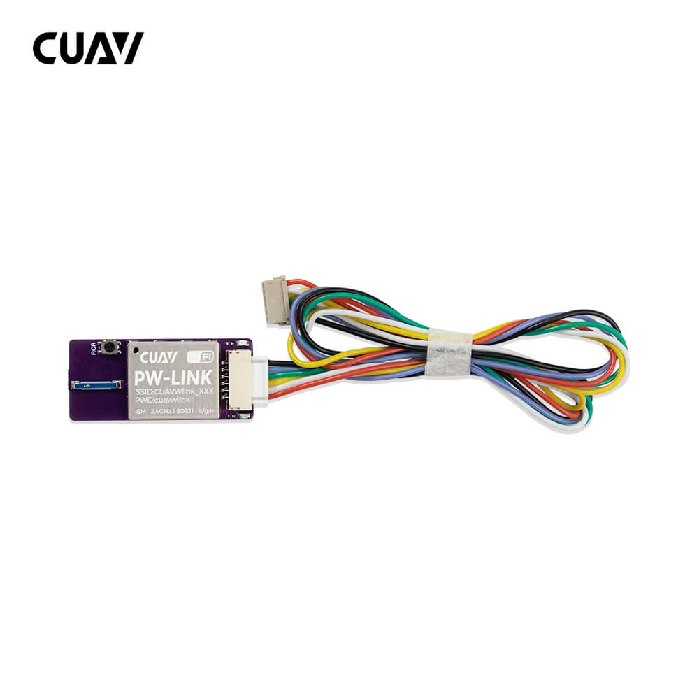 CUAV PW-LINK WiFi telemetry module board with multicolor wiring harness and connector, labeled PW-LINK