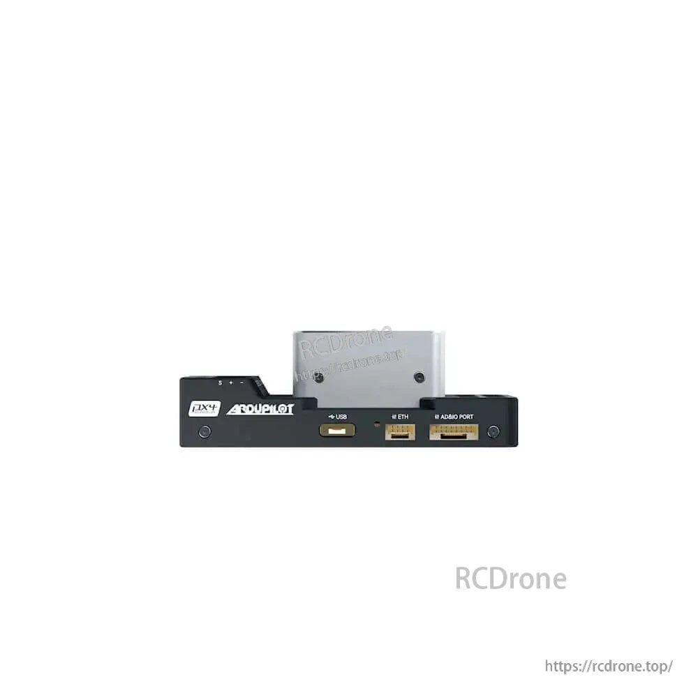 CUAV Pixhawk V6X V2 flight controller front view with USB port, ETH Ethernet connector, and AD&IO port