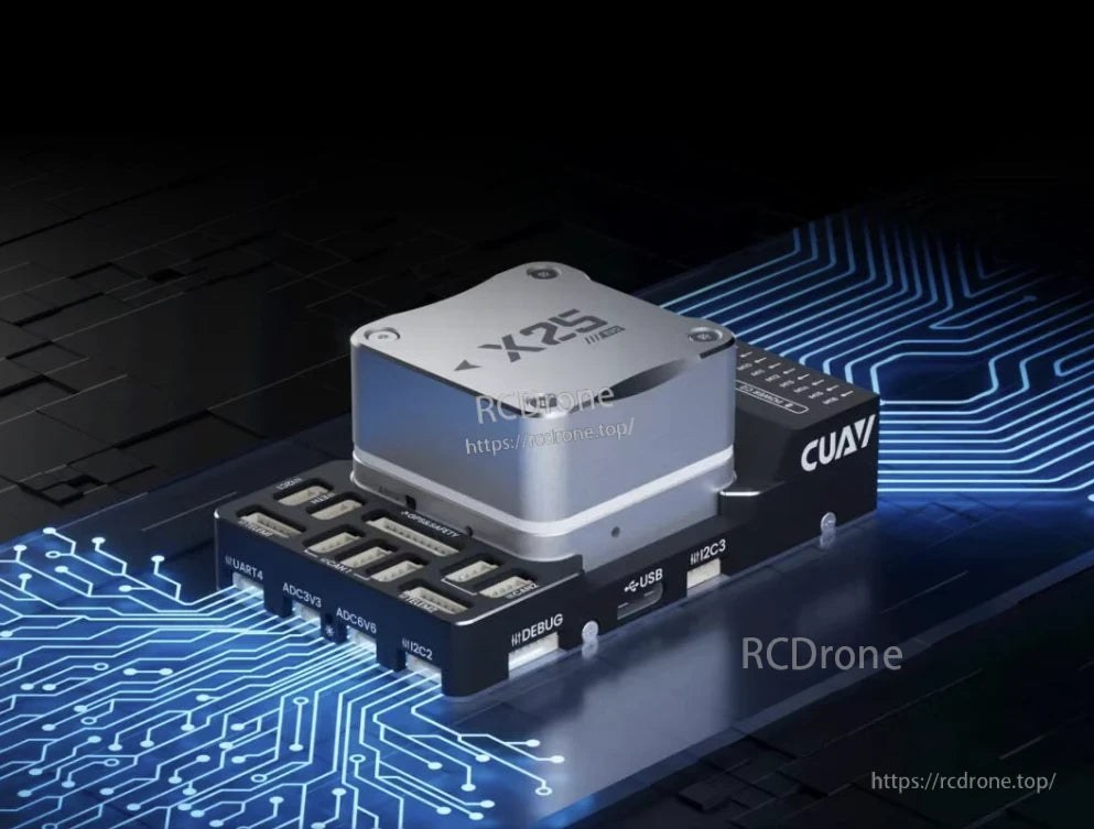 CUAV X25 EVO Autopilot Flight Controller, Abundant I/O capabilities with up to 16 PWM channels via servo ports and up to 32 PWM channels through CAN expansion.