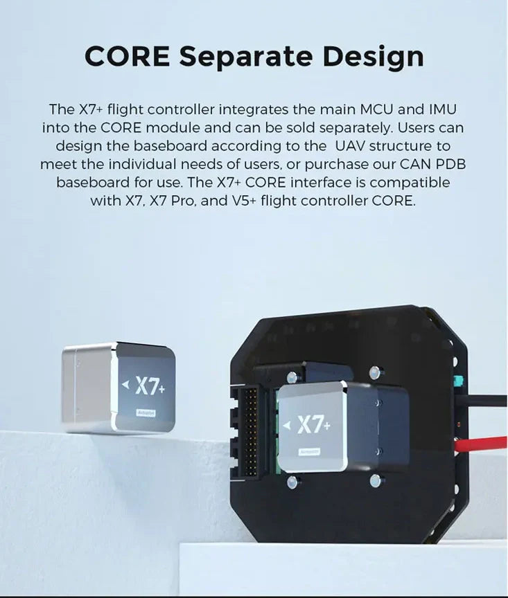 CUAV X7 Plus Flight Controller, the X7+ flight controller integrates the main MCU and IMU into the C