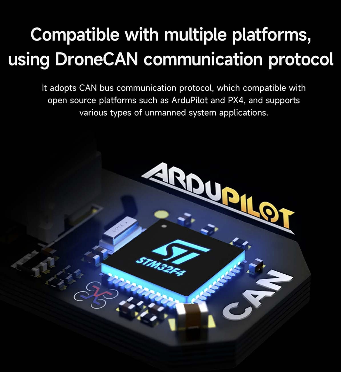 CUAV SKYE 2 Airspeed Sensor, The CUAV Skye 2 Airspeed uses DroneCAN protocol for CAN bus communication, allowing compatibility with open-source platforms like ArduPilot and PX4.