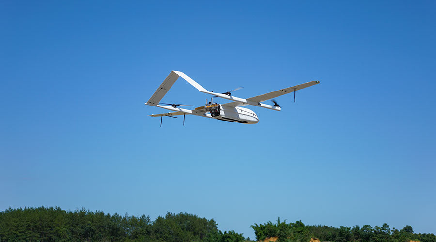 JOUAV CW-25 UAV, quick connection structures and disassembly to 11 parts for transportation in SUV type vehicle