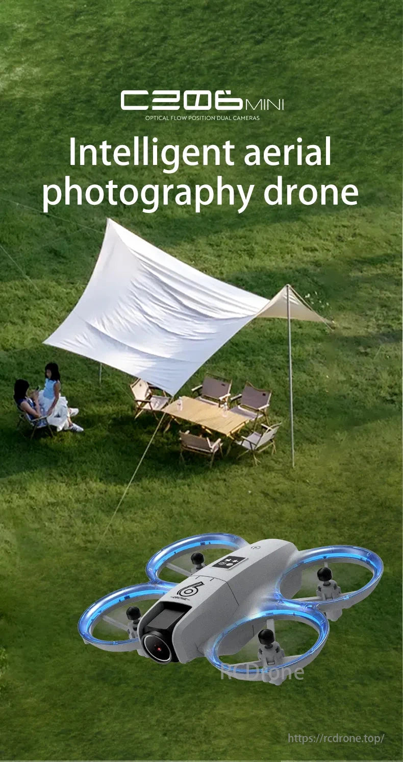 CZ06 Mini Drone, C206 Mini intelligent aerial photography drone with optical flow position dual cameras captures outdoor scenes effortlessly.