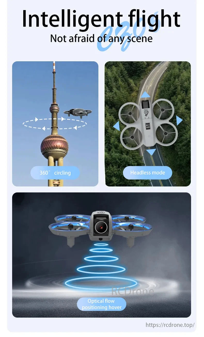 CZ06 Mini Drone, Intelligent flight features offer 360° circling, headless mode, and optical flow positioning for advanced aerial capabilities.