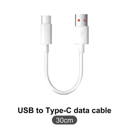 Short USB-A to Type-C data cable, 30 cm length, U-shaped with both connectors shown