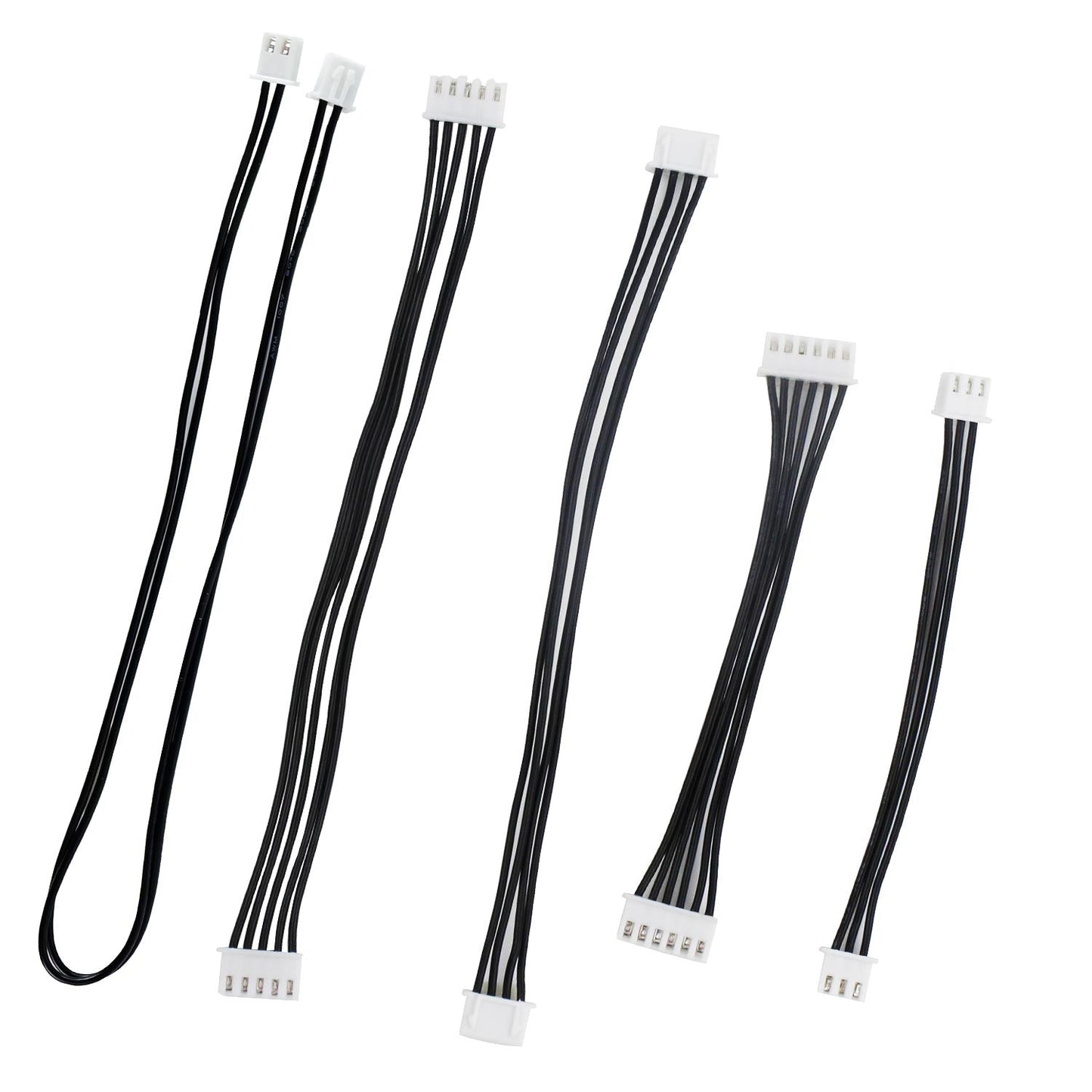 Yahboom XH2.54 (XH2.5) connection cable set with multiple pin counts, black wires and white JST-style plugs