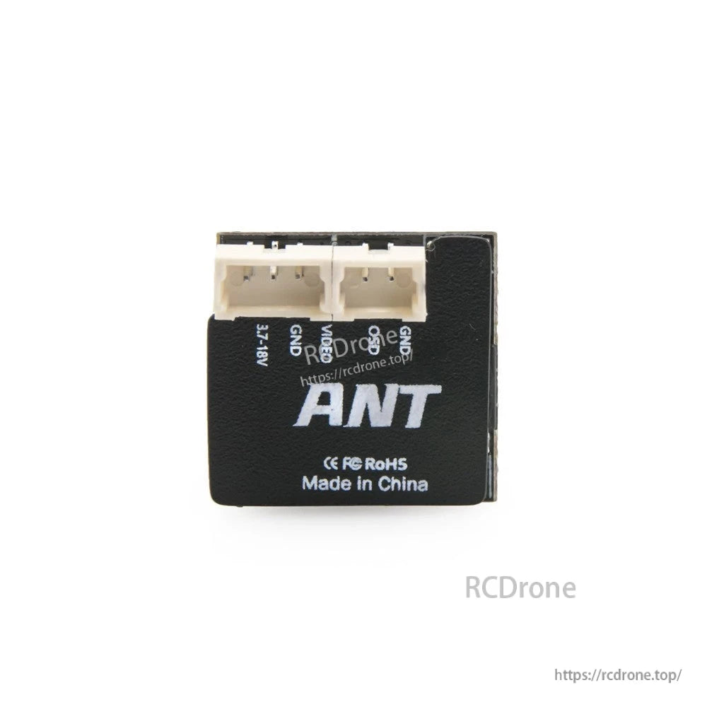 Caddx Ant FW19001408 FPV Nano Camera, Caddx ANT FPV nano camera module with dual plug connectors and labeled power, video, and ground pins