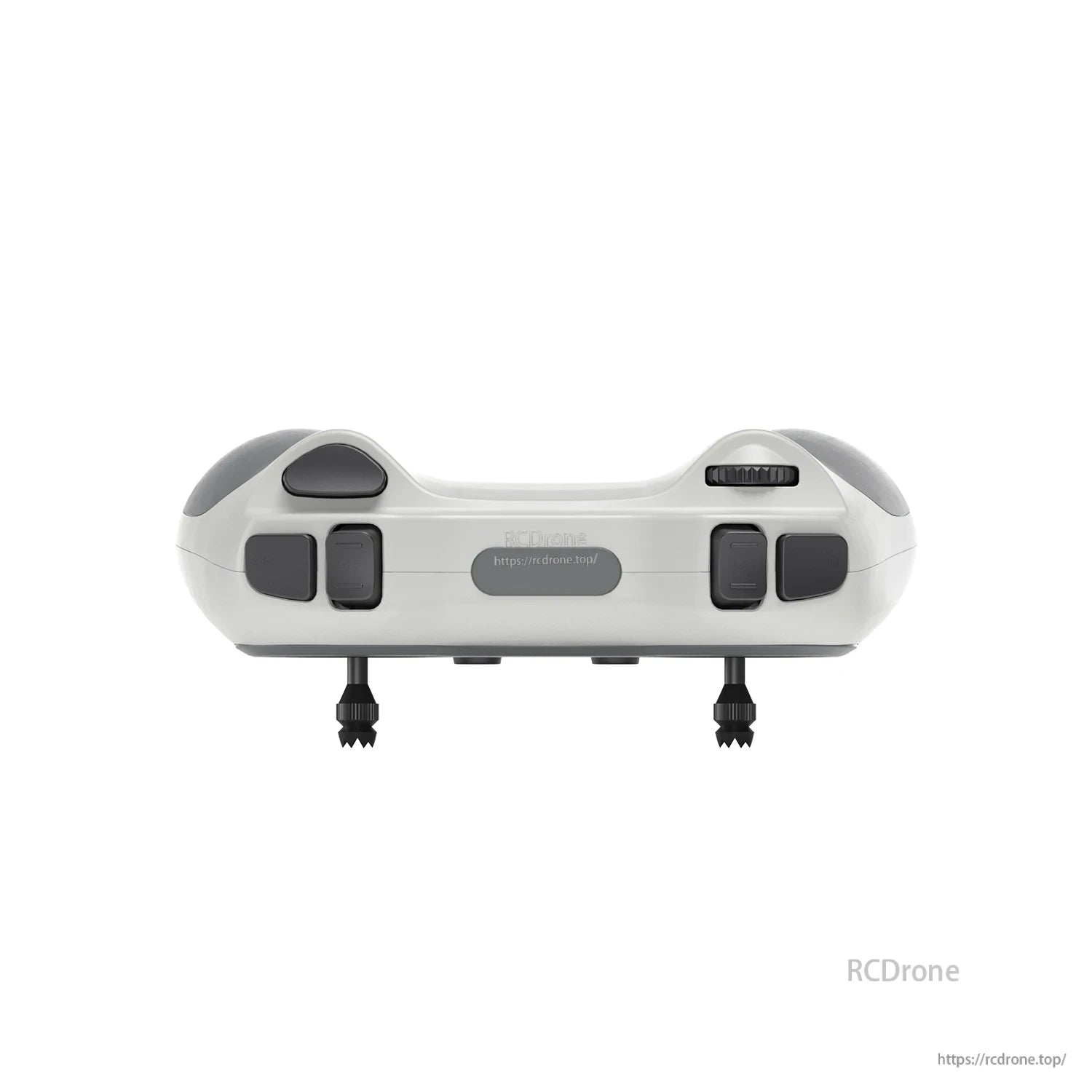 Top view of the RC controller showing shoulder buttons and upper controls across the back edge