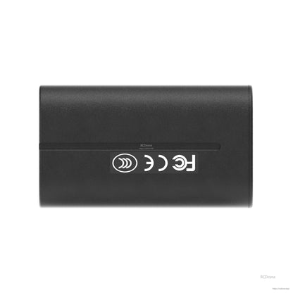 Side view of battery casing with CE and FCC compliance marks printed on the center band