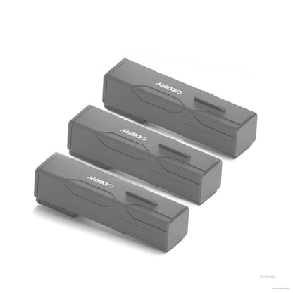 Three gray CaddxFPV Protos battery packs shown together, stacked product group view