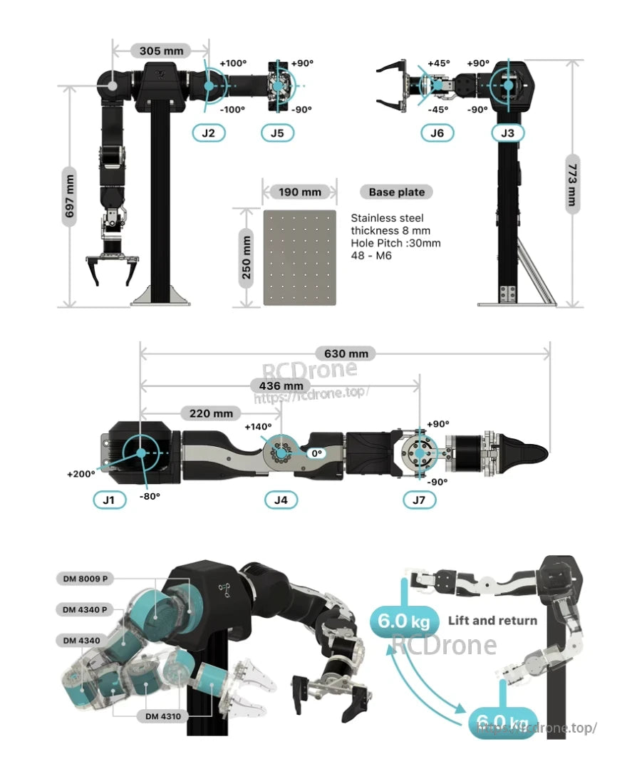 The Cereboto OpenArm 7DOF robot arm offers precise motion, a 6 kg payload, and robust design for industrial and research applications.