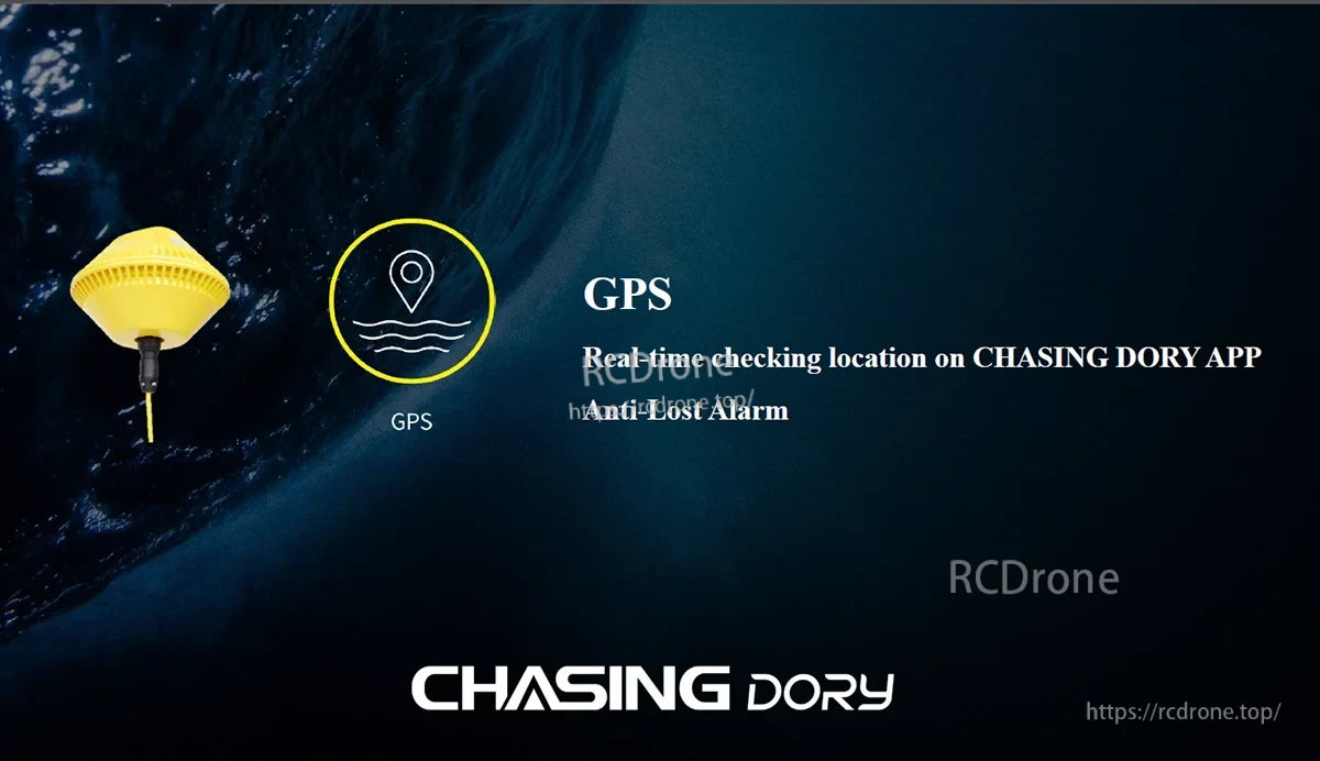 Chasing Dory Rov Camera, Monitor underwater exploration in real-time with Chasing Dory app, featuring GPS tracking, anti-lost alarm, and live monitoring.