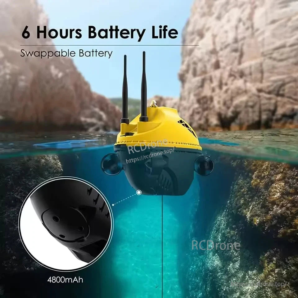 Chasing F1 Pro Underwater ROV Drone, 6-hour battery, swappable 4800mAh, 1080P camera, dives to 28m depth.
