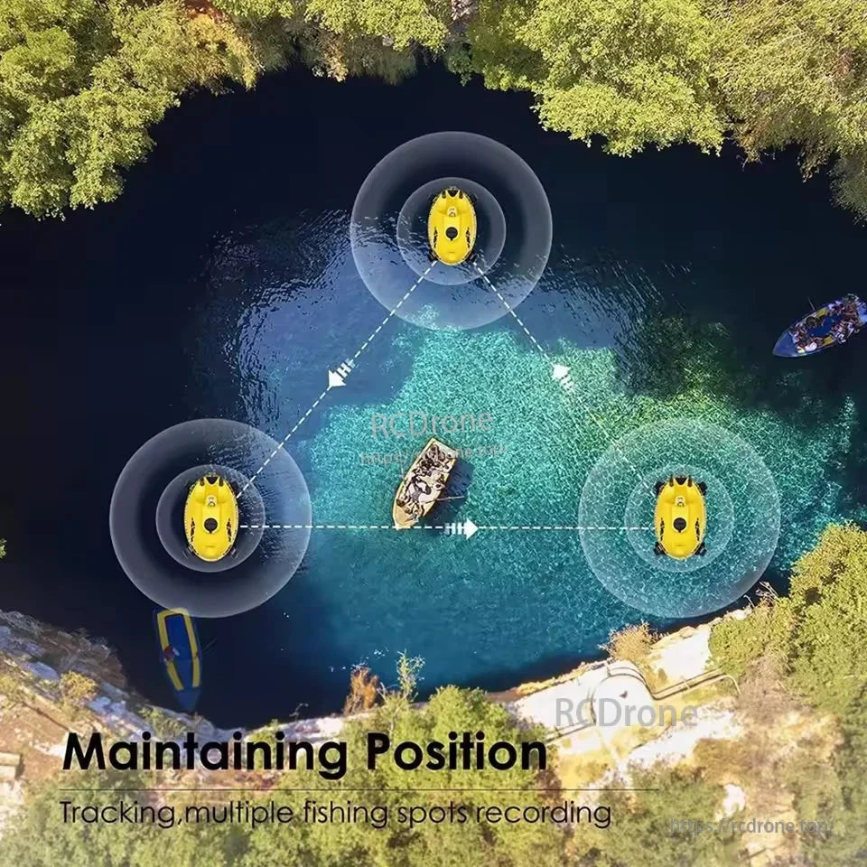 Chasing F1 Pro Underwater ROV Drone, GPS & 1080P camera track fishing spots; 4 thrusters, IR, 28m depth, 256GB microSD, swappable battery for extended use.