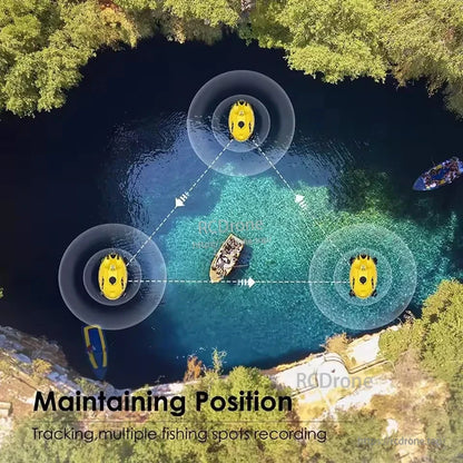 Chasing F1 Pro Underwater ROV Drone, GPS & 1080P camera track fishing spots; 4 thrusters, IR, 28m depth, 256GB microSD, swappable battery for extended use.