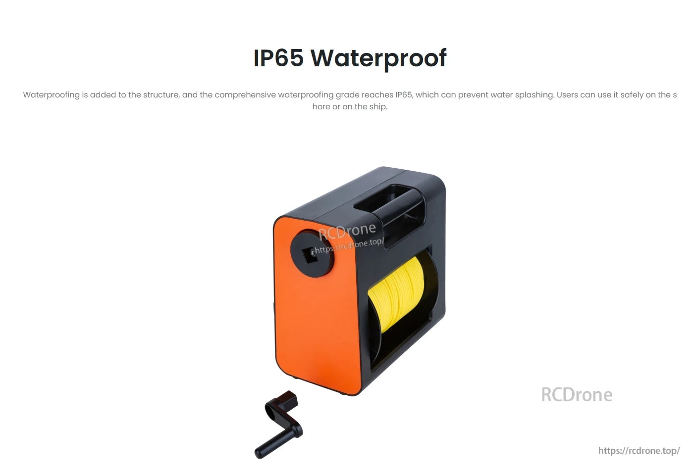 Chasing M2 Reel, Waterproof IP65 reel with yellow cable for shore or ship use.