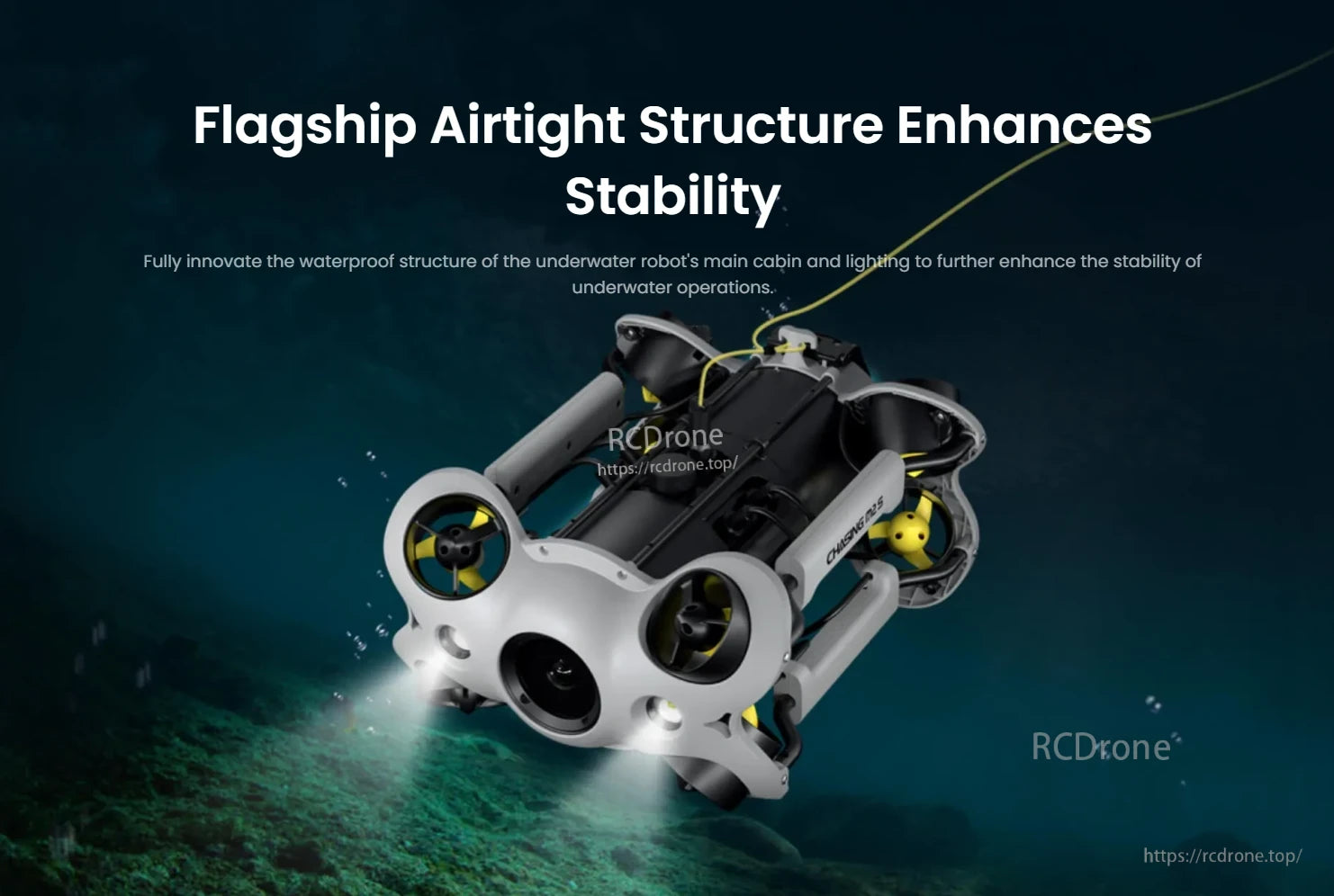 Chasing M2 Underwater ROV, Flagship airtight structure enhances underwater ROV stability and performance.