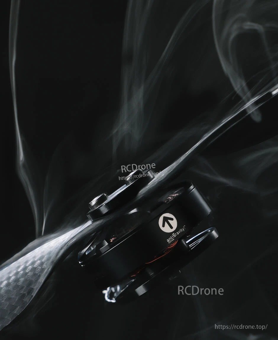 Close-up of a black T-Motor anti-gravity brushless drone motor with arrow logo on the housing