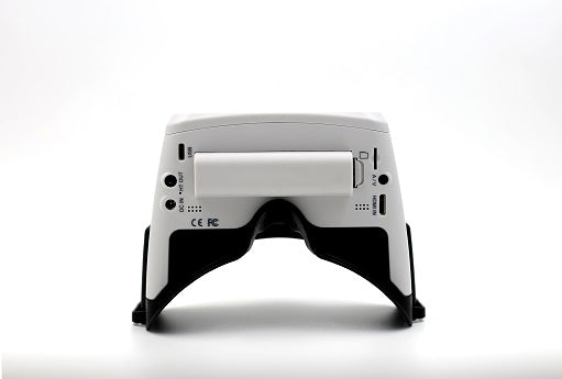 Rear view of FPV goggle showing HDMI, USB, AV and DC power input ports