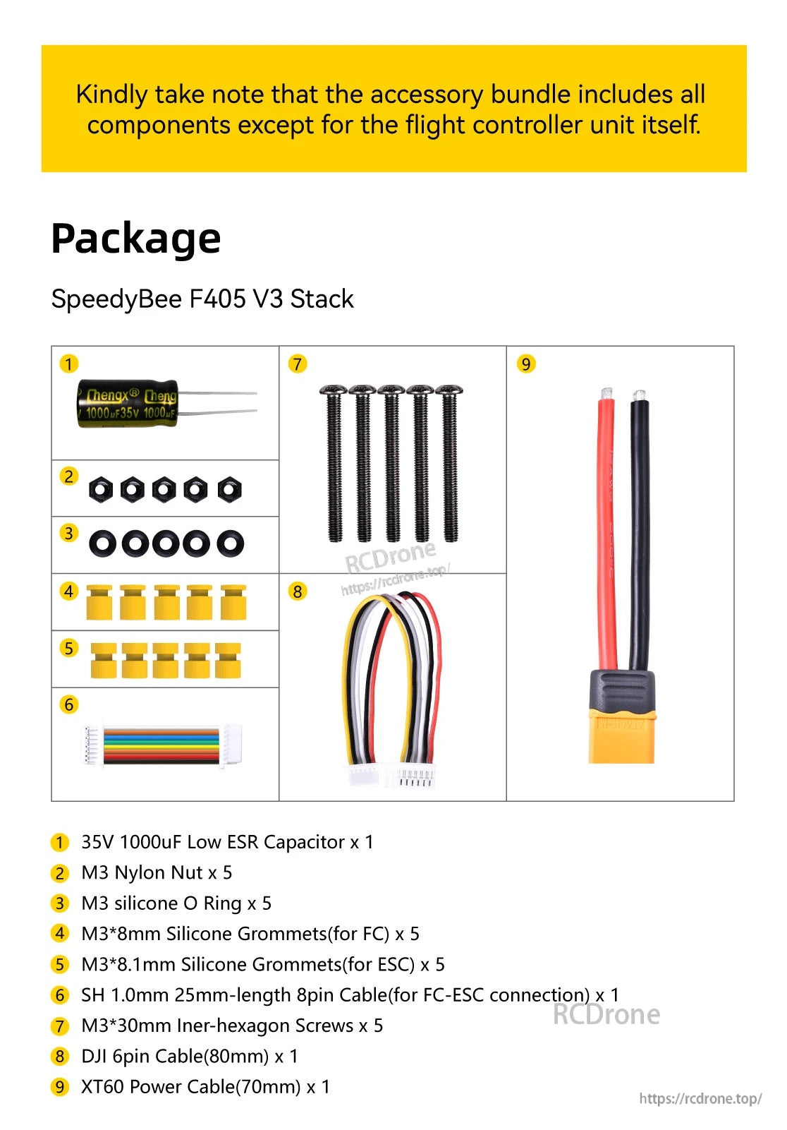 Complete set of components for the SpeedyBee F405 V3 stack
