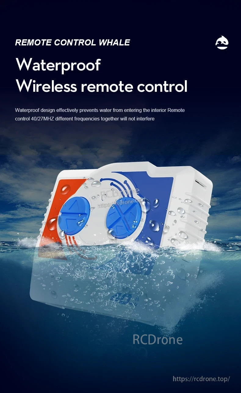 Consea RC Submarine, Waterproof wireless remote control for RC submarine, 40/27MHz, no interference