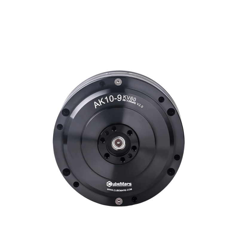 CubeMars AK10-9 KV60 V2.0 integrated MIT power servo motor front view with output shaft