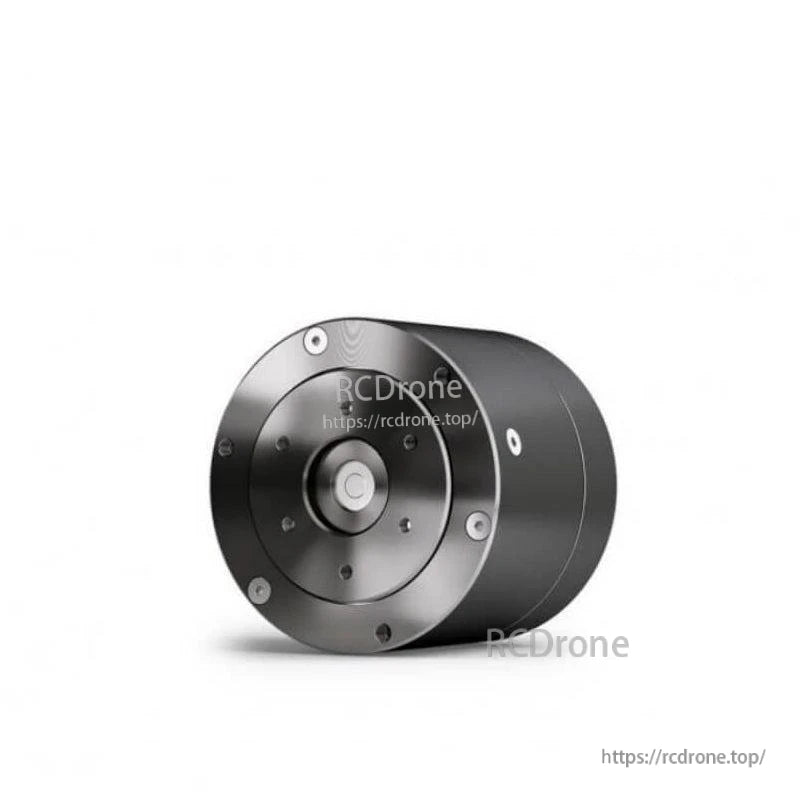 Side angle view of the black integrated geared motor body with front flange and mounting screws
