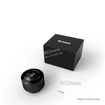 Product packaging: CubeMars motor module with branded box and QC pass card shown on table