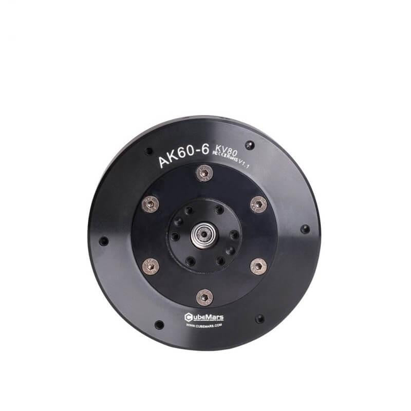 CubeMars AK60-6 V1.1 motor module with 6:1 gearbox, front face with output hub and mounting bolts