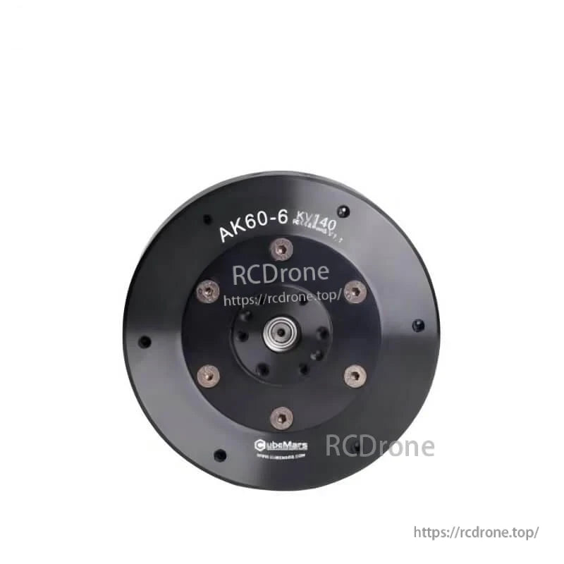 Front view of CubeMars AK60-6 motor module showing output shaft bearing and bolt circle pattern