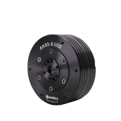 AK60-6 V3.0 KV80 actuator motor angled view showing finned housing and output shaft