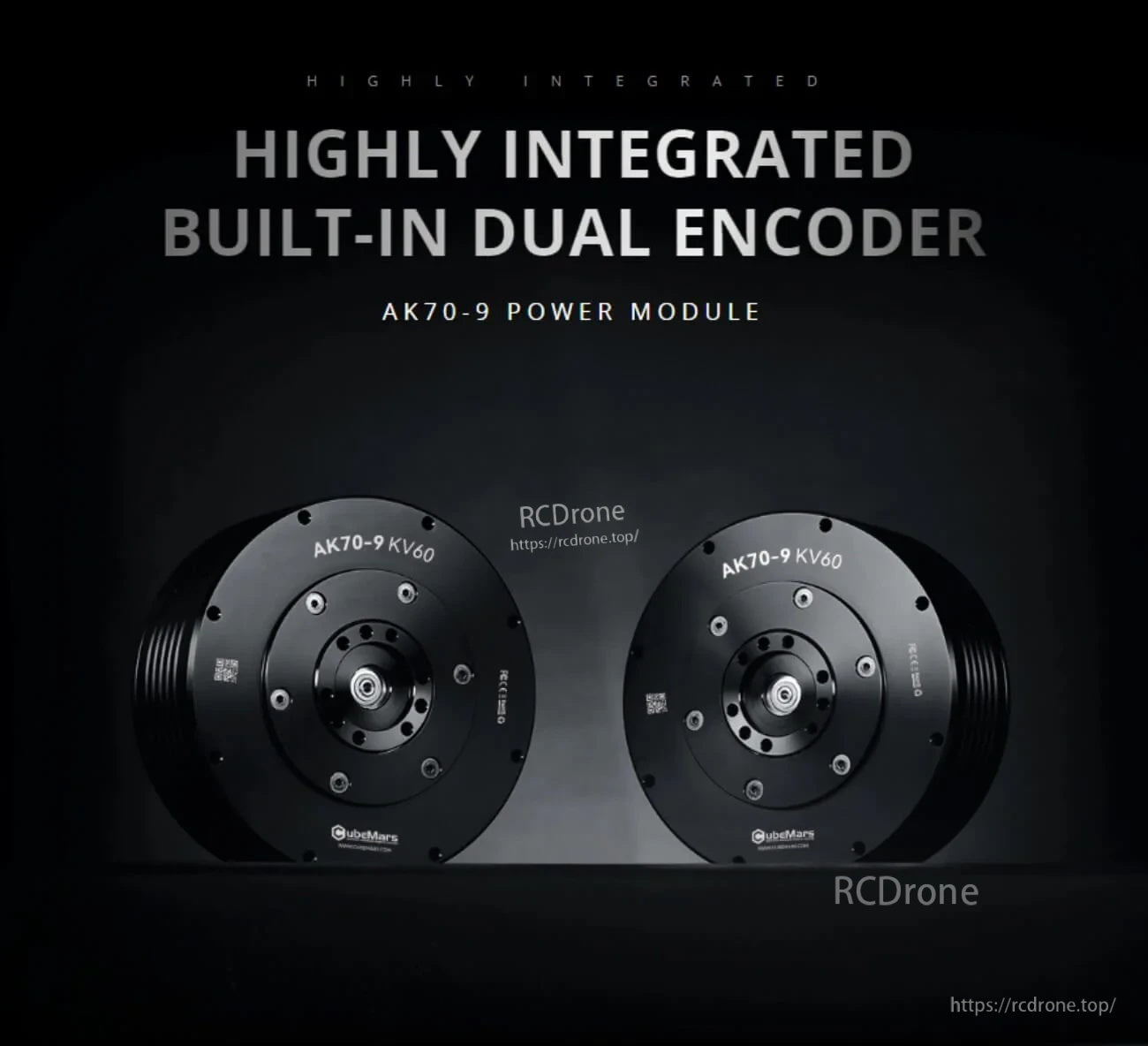 CubeMars AK70-9 KV60 integrated motor module with built-in dual encoders (AK70-9 power module)