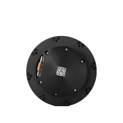 AK80-6 KV100 motor module rear cover with QR code and labeled CAN and UART ports