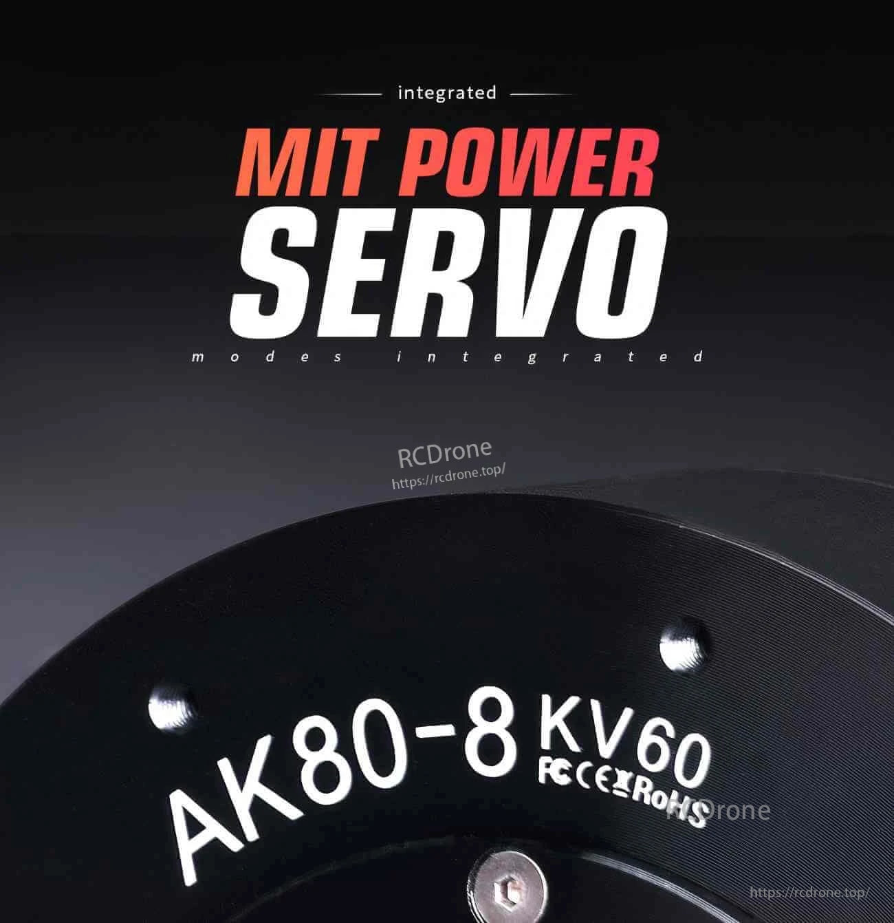 CubeMars AK80-8 KV60 integrated MIT power servo BLDC motor module, close-up of model marking on housing