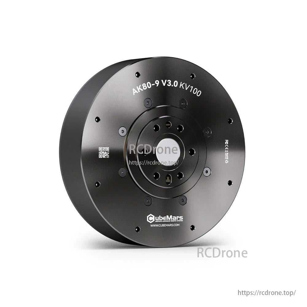 CubeMars AK80-9 V3.0 KV100 robotic actuator delivers 22Nm torque, 9:1 reduction, servo/MIT mode, 48V, 390RPM.