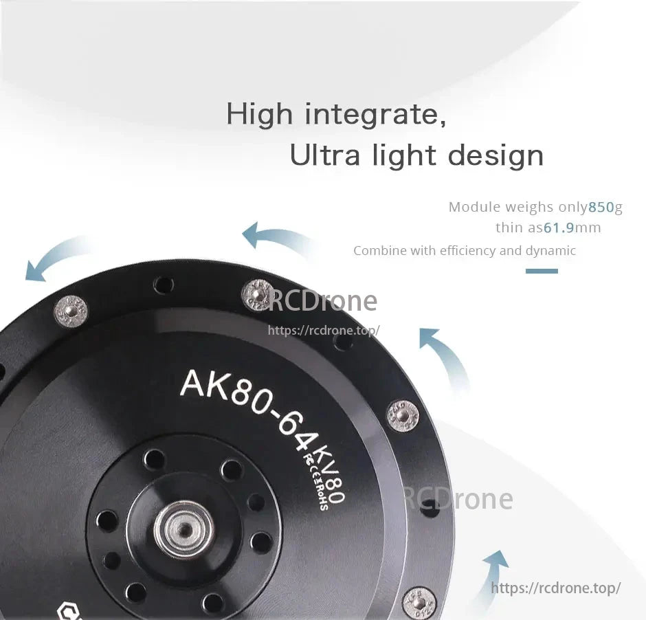 CubeMars AK80 Robot, The AK80-64KV80 motor is highly integrated, ultra-light, efficient, and features a dynamic design.