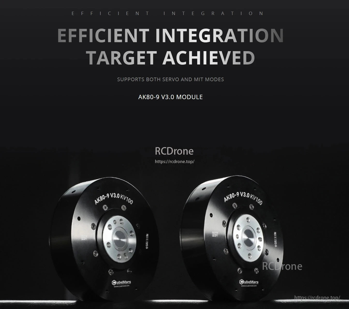 CubeMars AK80 Robotic Actuator, Efficient integration supports servo and MIT modes. AK80-9 V3.0 module. CubeMars robotic actuator with precise design for advanced applications.