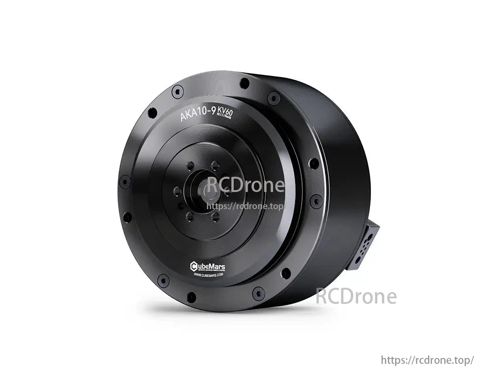 CubeMars AKA10-9 KV60 robotic actuator delivers 18Nm torque, 48V, high radial load capacity, and 9:1 gear ratio.