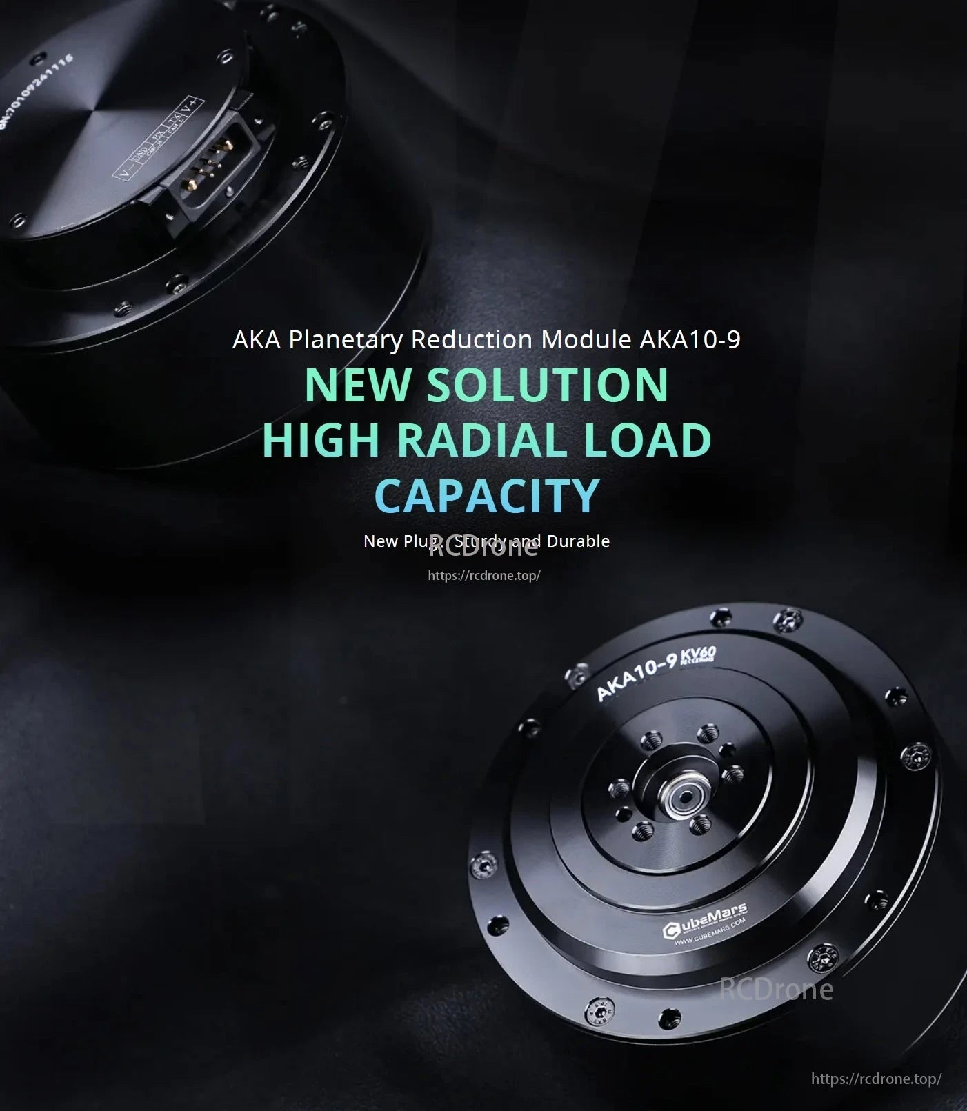 CubeMars AKA10-9 Robotic Actuator offers high radial load capacity, featuring a sturdy, durable design for reliable performance.