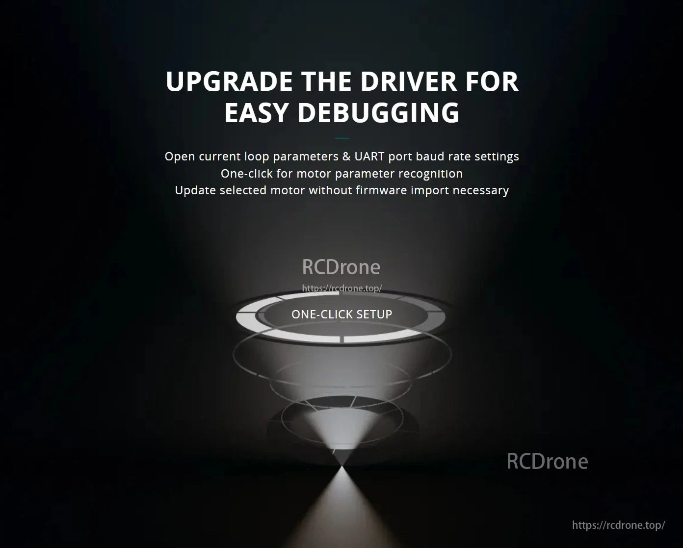 CubeMars AKA60-6 Robotic Actuator, Upgrade driver for easy debugging: open loop parameters, UART settings, one-click motor recognition, and firmware-free updates.