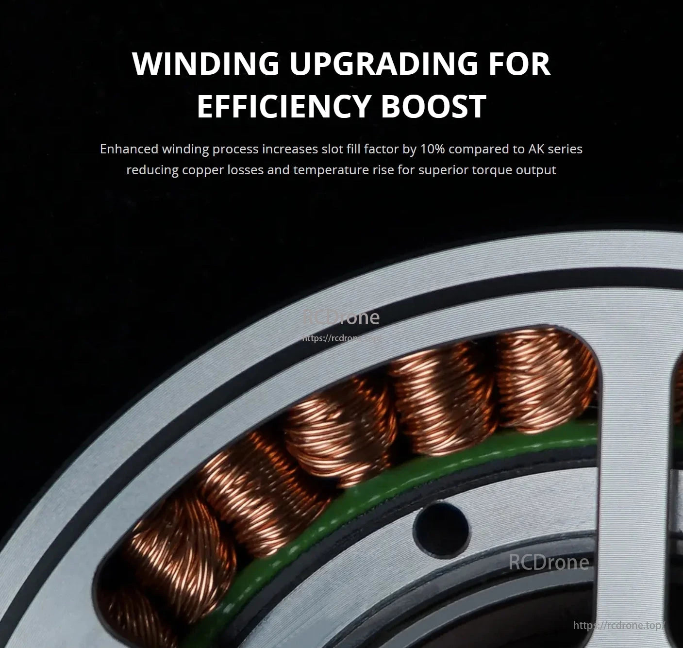 CubeMars AKE80-8 Robotic Actuator, Winding upgrading boosts efficiency by 10%, reducing losses for superior torque output.