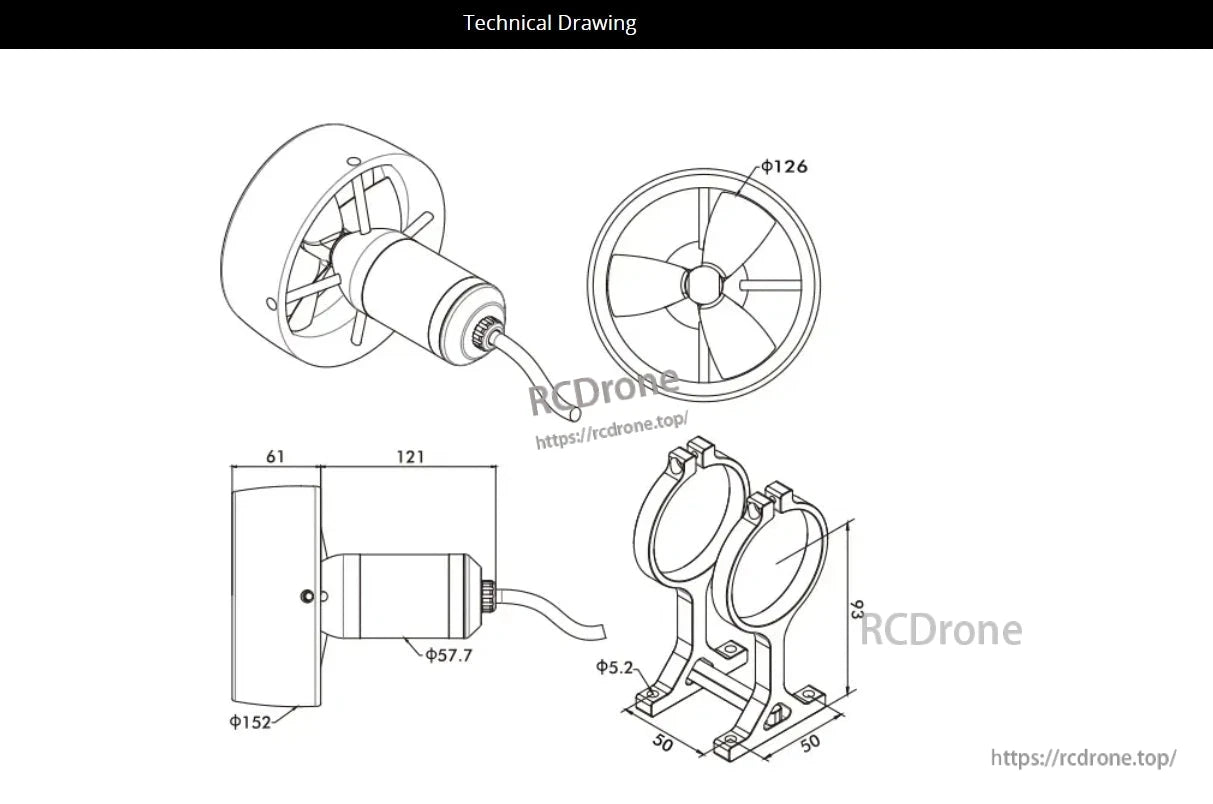 CubeMars DW20 Underwater Thruster, Durable build features aluminum alloy shell and propeller for wear and corrosion resistance.