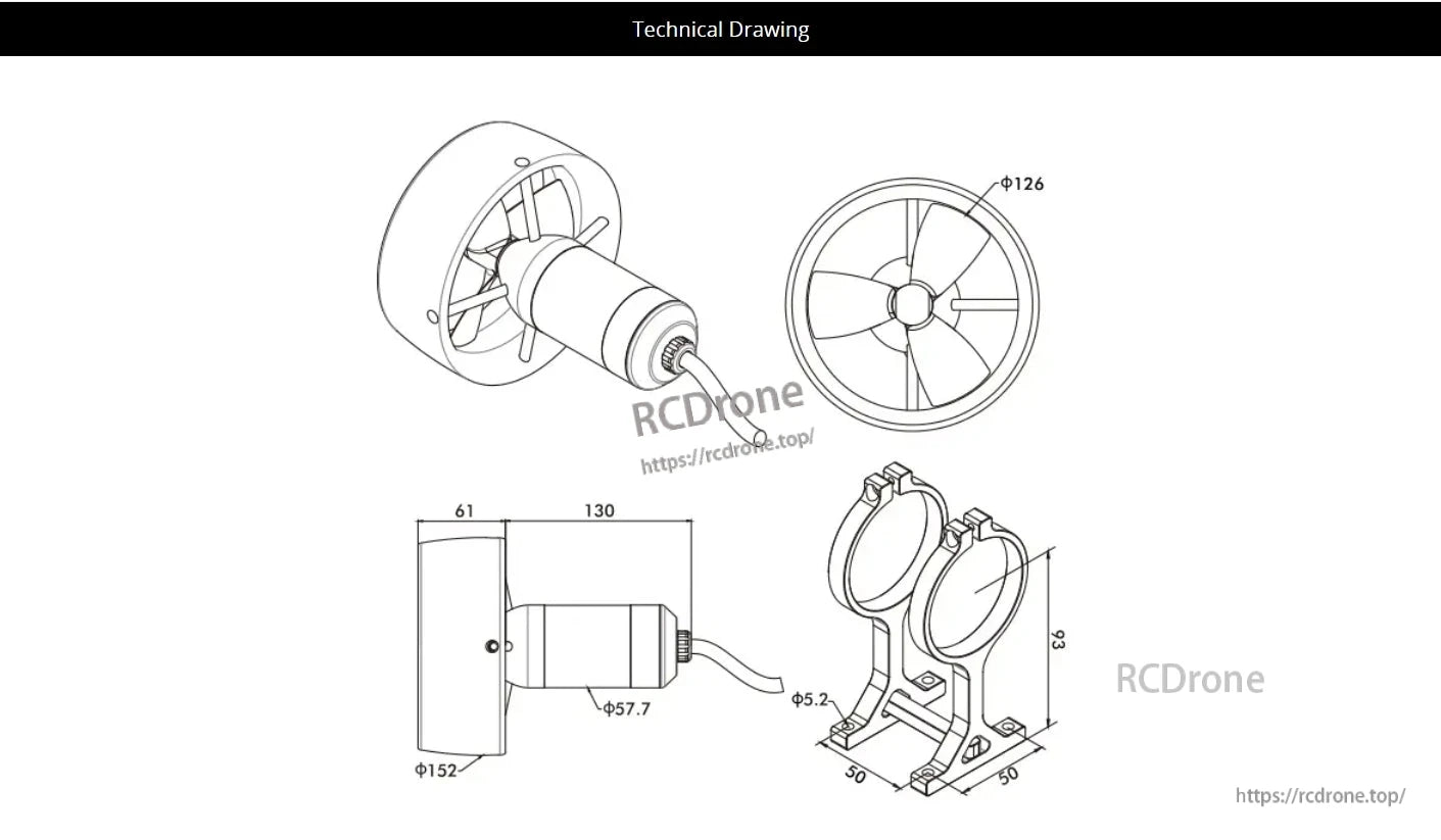 CubeMars DW25 Underwater Thruster, The CubeMars DW25 is a high-performance underwater thruster for ROVs, USVs, and electric surfboards.