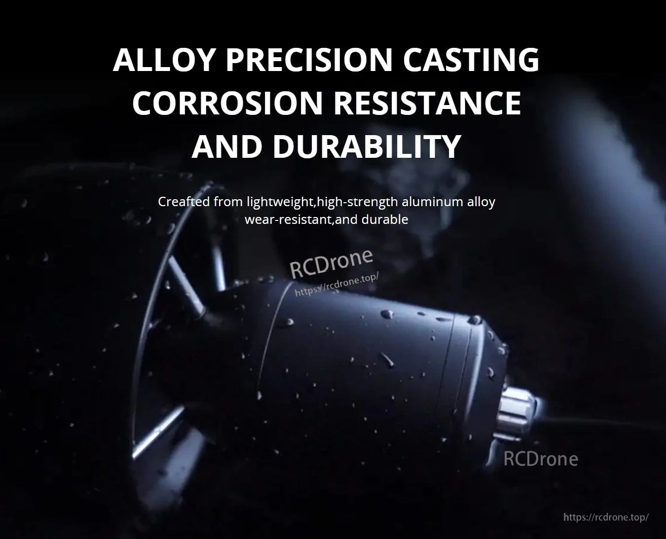 CubeMars DW25 Underwater Thruster, Alloy precision casting provides corrosion resistance, durability, lightweight, and high-strength aluminum alloy.