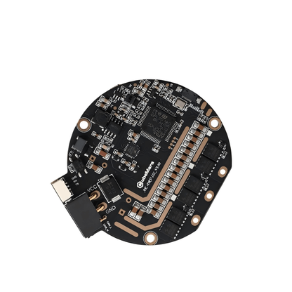 CubeMars Driver Board V3.0 48V motor controller PCB, angled top view showing ICs, mounting holes, and edge connector