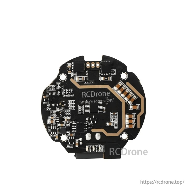 Bottom view of controller PCB showing copper trace routing, component clusters, and mounting holes