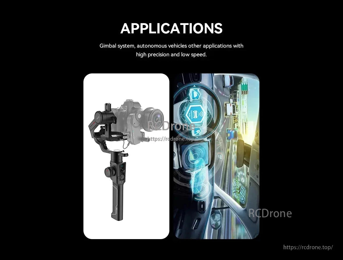 CubeMars G60 KV25 KV55 Gimbal Motor, Gimbal systems and autonomous vehicles utilize high-precision, low-speed tech for stable performance.