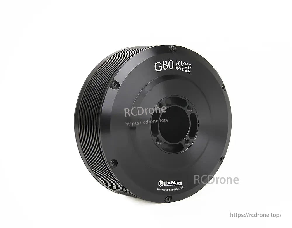 CubeMars G80 KV30 KV60 Gimbal Motor, CubeMars G80 KV60 motor: 24V, 1Nm torque, large hollow shaft, low cogging, dual control modes.