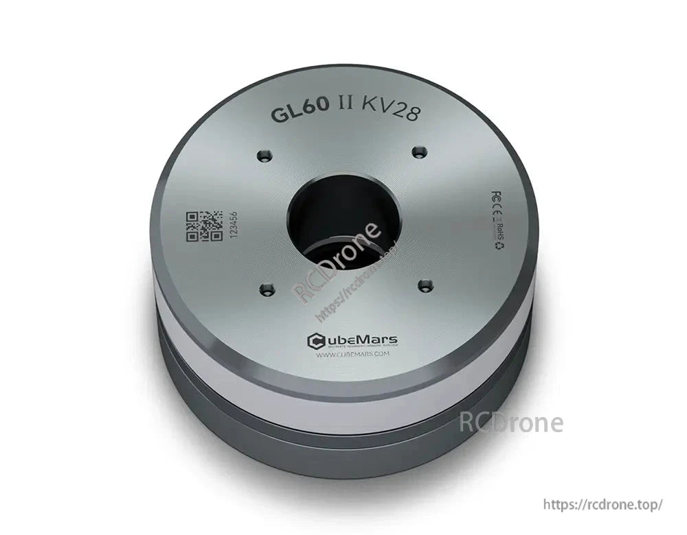 CubeMars GL60 II KV28 Gimbal Motor, CubeMars GL60 II KV28 gimbal motor features a hollow shaft, low cogging torque, and supports CAN/PWM control.