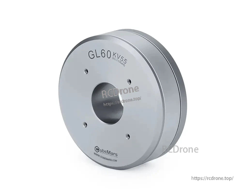 CubeMars GL60 KV25 Brushless Gimbal Motor, CubeMars GL60 KV55 brushless gimbal motor features a large hollow shaft, low cogging, ultralight design, and IP45 waterproof rating.
